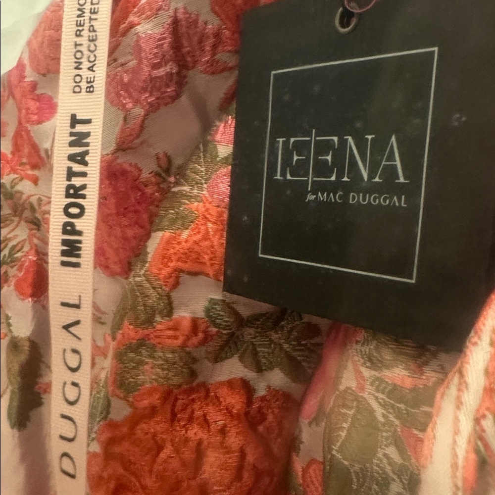 Mac Duggal by Ieena Pink Floral Brocade Balloon Sleeve Mini Dress - Picture 12 of 16